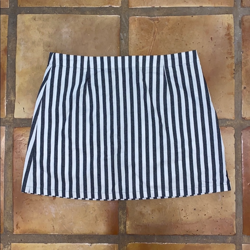 Gray and white striped skirt